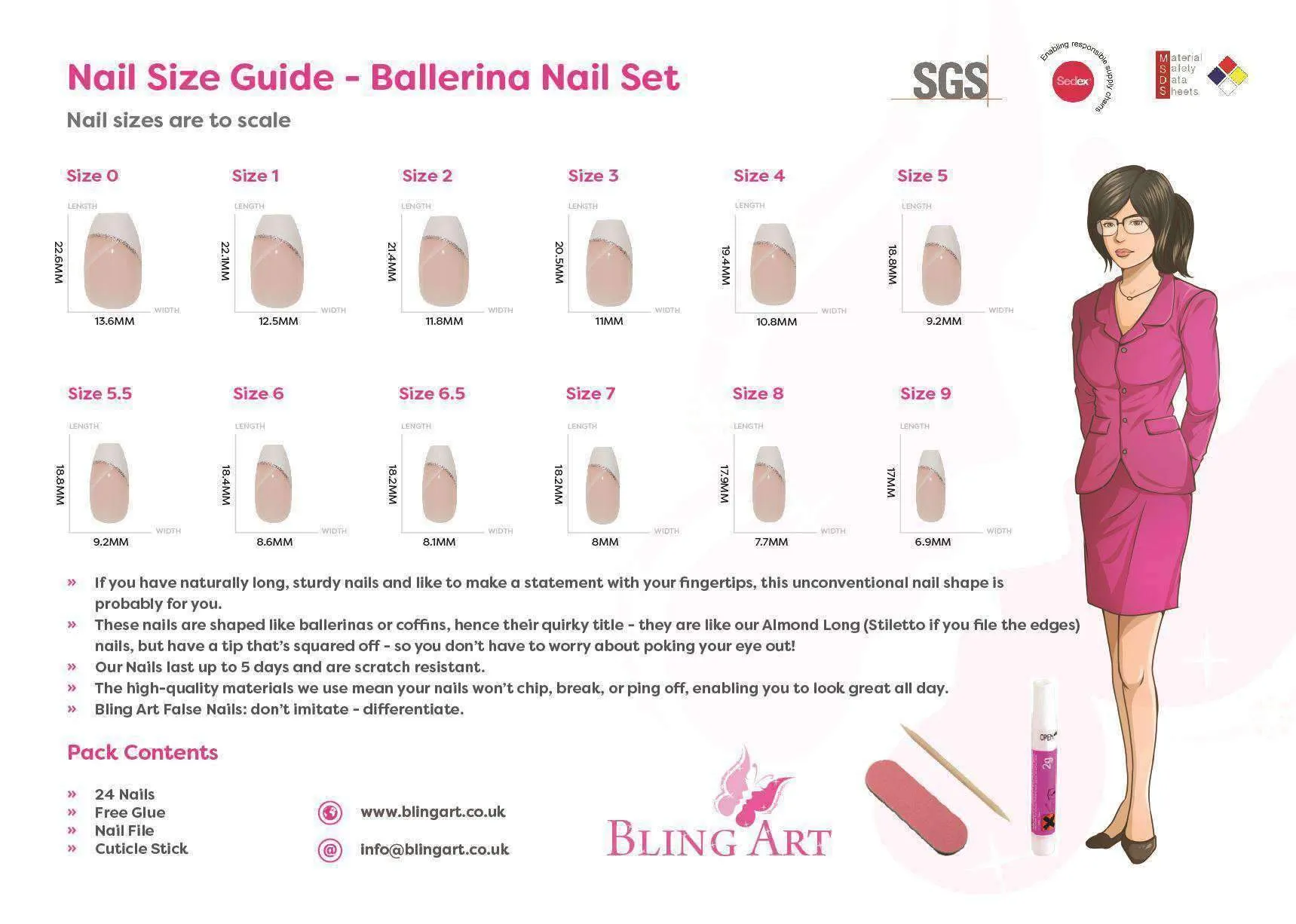False Nails by Bling Art Black Leaf Matte